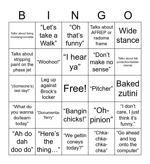 Timmy Bingo Card