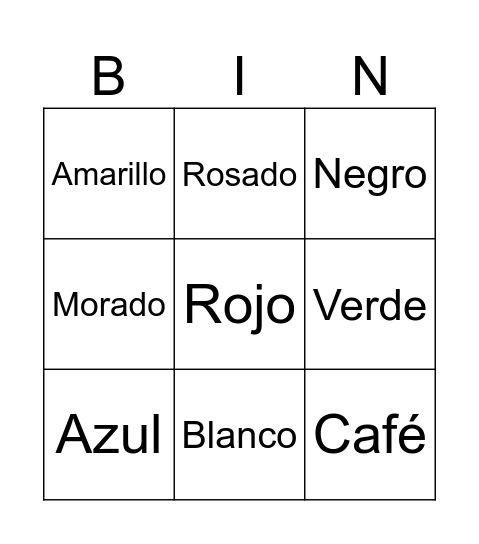 Ruleta de colores Bingo Card