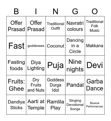 NAVRATRI Bingo Card