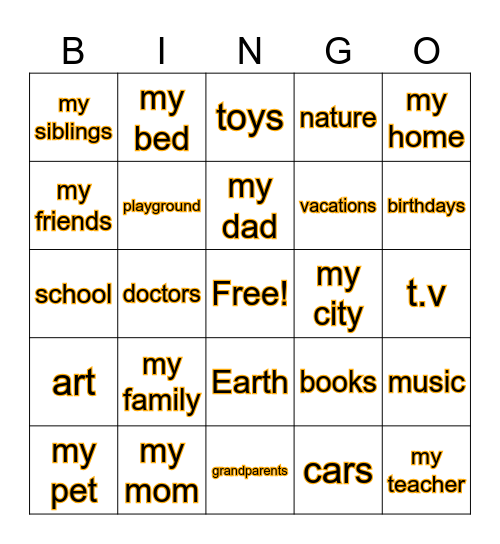 I'm Thankful For Bingo Card