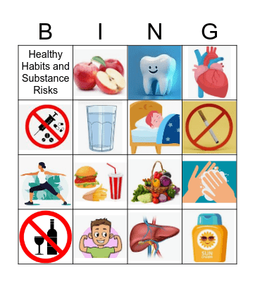 Healthy habits and Substance risks Bingo Card