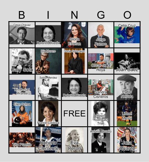 Hispanic Heritage Month Bingo Card