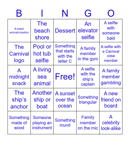 Calloway Cruise Bingo Card