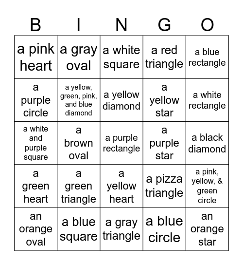 WHAT IS THIS? (SHAPES & COLORS) Bingo Card