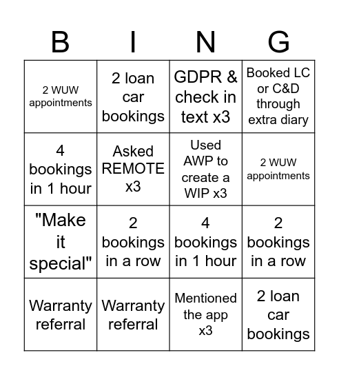 Buddy Up Bingo Card