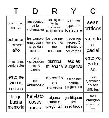 bingo tryc Bingo Card