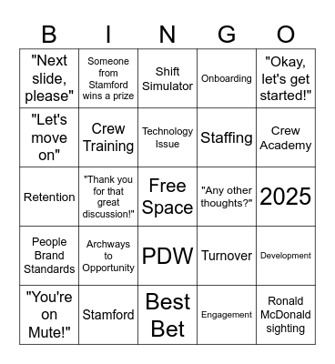 PEL Summit Bingo Card