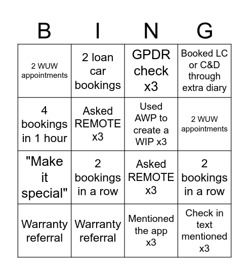 Buddy Up Bingo Card