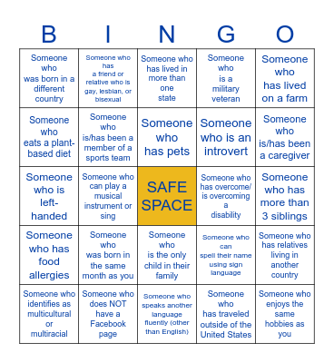 Get to Know Each Other Bingo Card