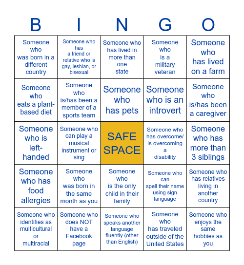 Get to Know Each Other Bingo Card