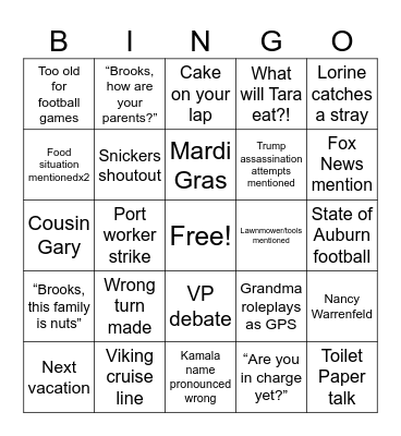 Athens Bound Bingo Card