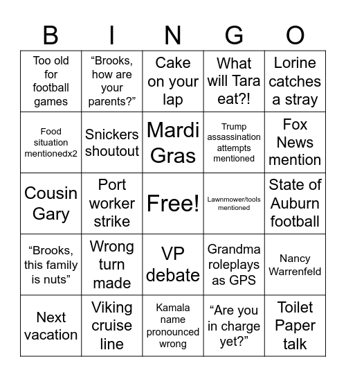 Athens Bound Bingo Card