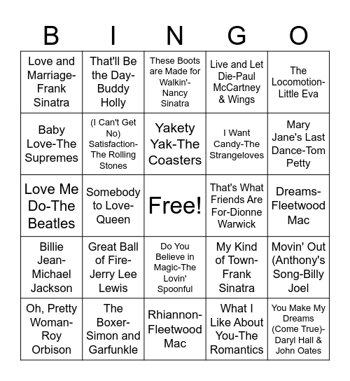 GHPLD Music Bingo Card