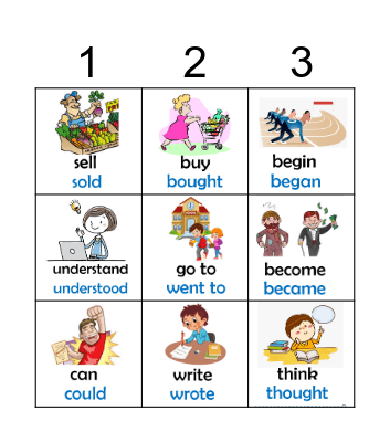 IRREGULAR PAST VERBS Bingo Card