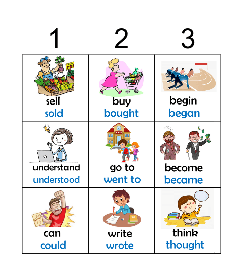 IRREGULAR PAST VERBS Bingo Card