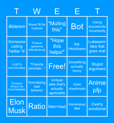 Twitter Bingo Card