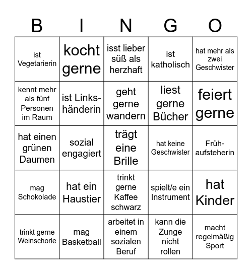 Kennenlern-Bingo Card