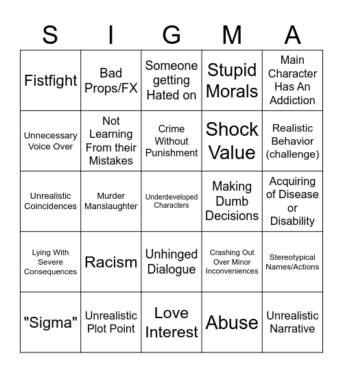 T.T. Bingo Card