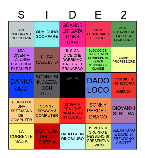 SIDE Bingo Card