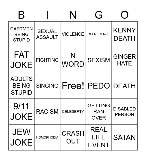 SOUTH PARK Bingo Card