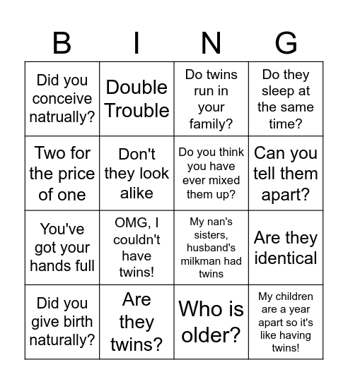 Twingo Bingo Card