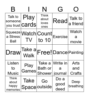 COPING SKILLS Bingo Card