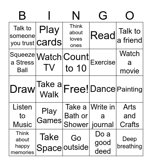 COPING SKILLS Bingo Card