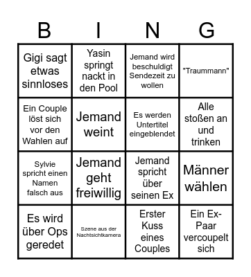 Love Island VIP 2024 Bingo Card