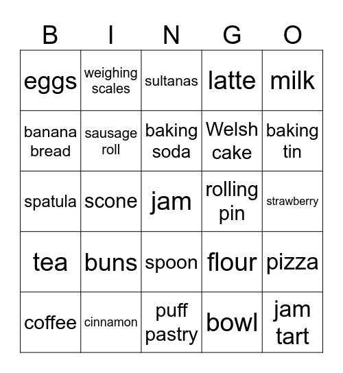 Family Get-Together Baking Bingo Card