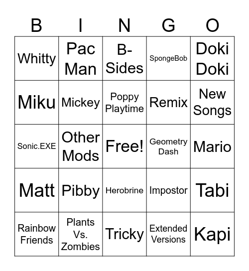 Beat Battle Bingo Card