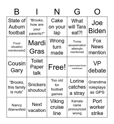 Athens Bound Bingo Card