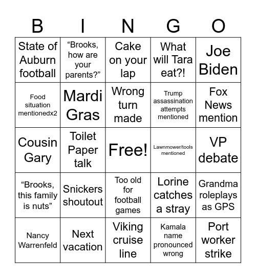 Athens Bound Bingo Card