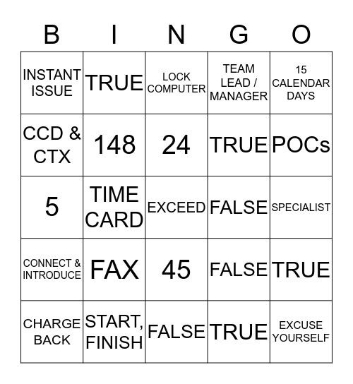 Chase Customer Claims BINGO! Bingo Card