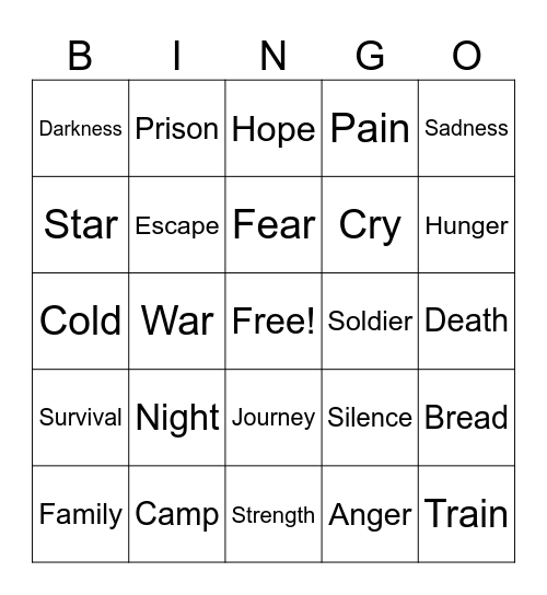 Vocab Bingo Card