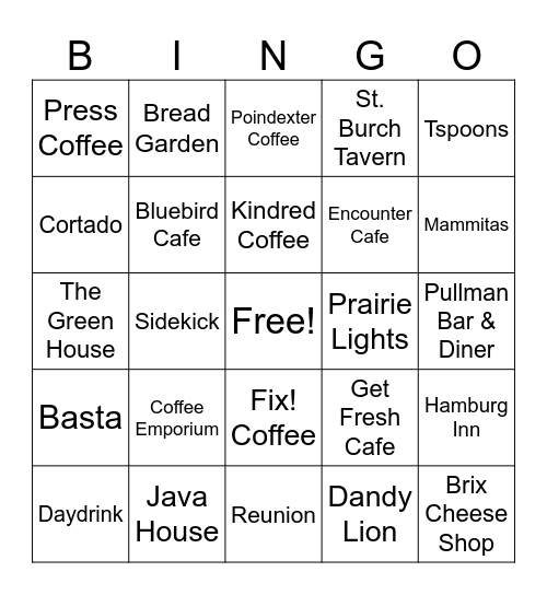 COFFEE & BRUNCH Bingo Card