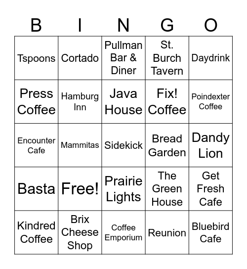 COFFEE & BRUNCH Bingo Card