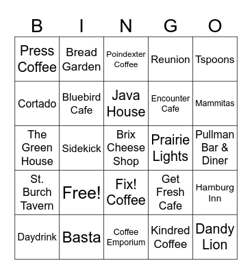 COFFEE & BRUNCH Bingo Card
