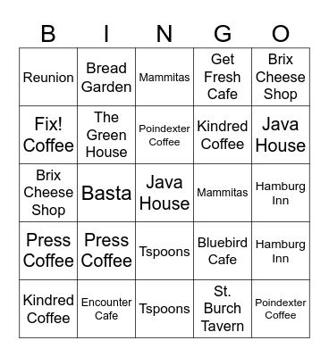 COFFEE & BRUNCH Bingo Card