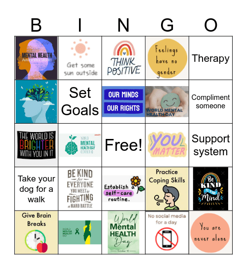 World Mental Health Day Bingo Card