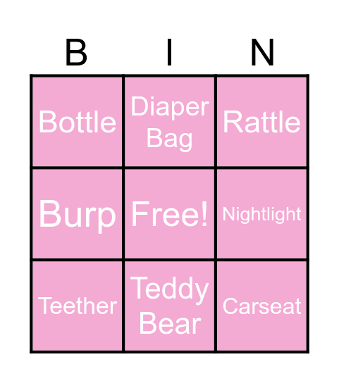Baby Bingo! Bingo Card