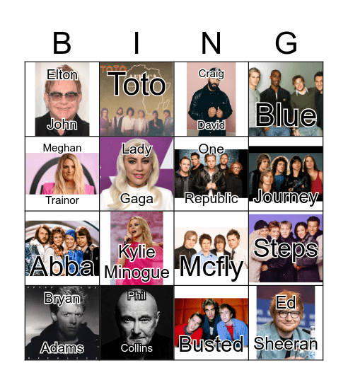 Music Bingo 1 Bingo Card