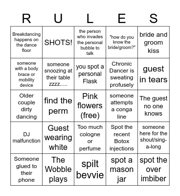 Wedding Bingo Card