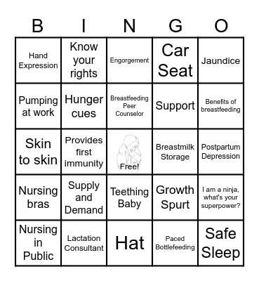 Breastfeeding Bingo Card