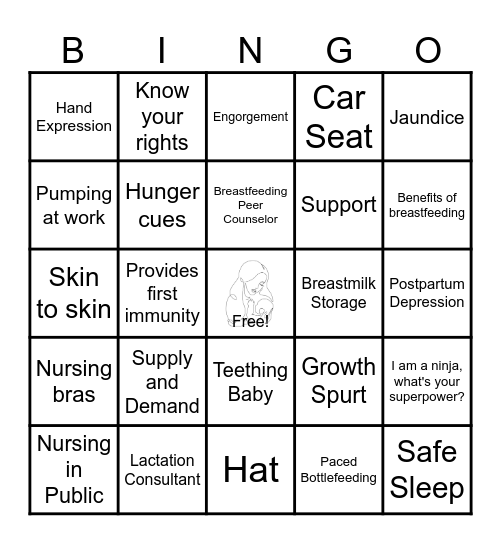 Breastfeeding Bingo Card