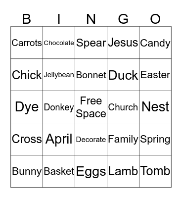 Easter Bingo Card