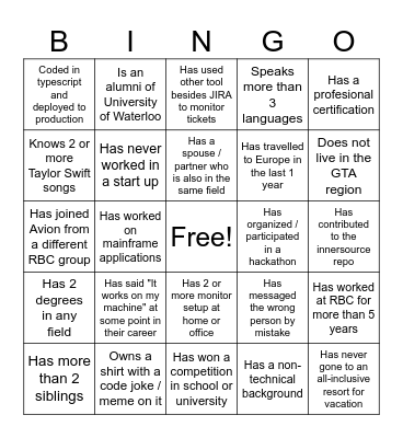 Find someone who Bingo Card