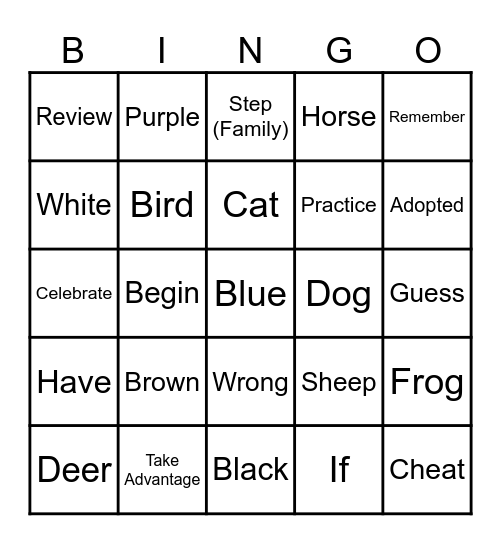 ASL Bingo Card
