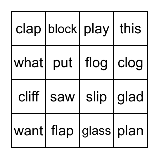 L Blends Bingo Card