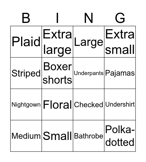 BB6 Unit4 Bingo Card