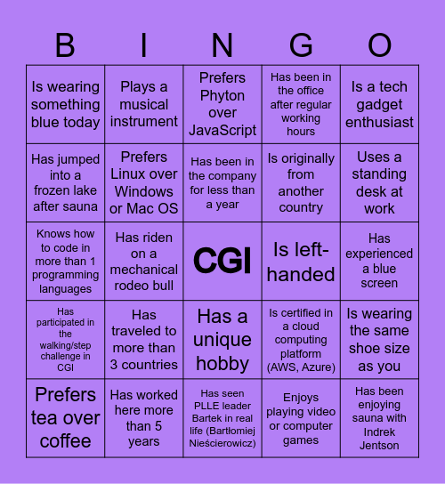 ANNUAL TOUR 17.10.24 Bingo Card